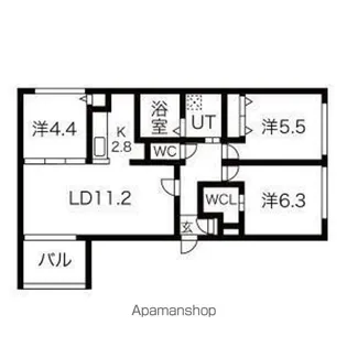 ボヌール手稲本町【1階】の間取り