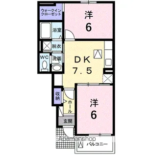 デリス シャルマン【1階】の間取り