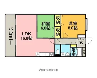 2LDKの間取り画像