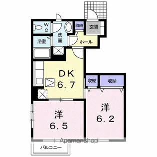 アビタシオン勝瑞E【1階】の間取り