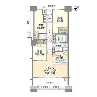 パークホームズLALA新三郷【11階】の間取り
