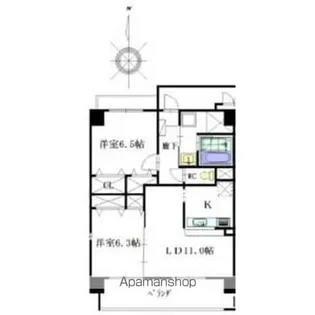 ハピネス天塚【1階】の間取り