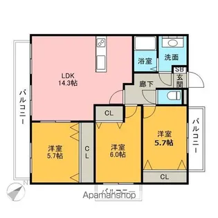 グランドゥール【401号室】の間取り