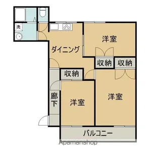 コスモスクエア善通寺【104号室】の間取り