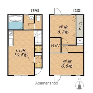 北海道河東郡音更町中鈴蘭南1丁目【テラスハウス】の間取り