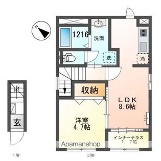 仮称)北初富 東中沢1丁目アパート【2階】の間取り