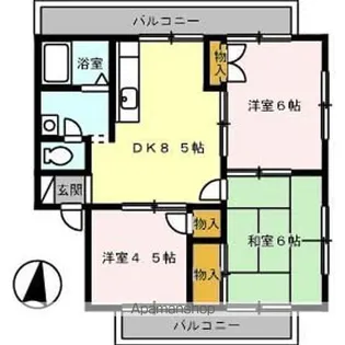 エバーグリーン手城 A棟【3階】の間取り