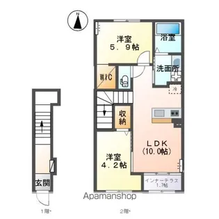 パーチェミノクラ(PACE MINOKURA)【2階】の間取り