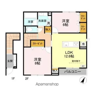 ヴィラノワール N N(ノール)【2階】の間取り