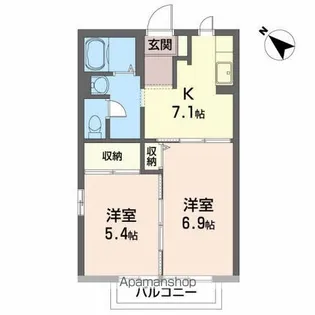 ディアス三本柳A【2階】の間取り