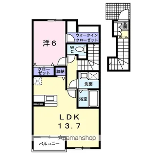 フレスクーラーB【2階】の間取り