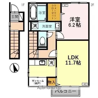 HOLY1(ホーリーワン) B【2階】の間取り