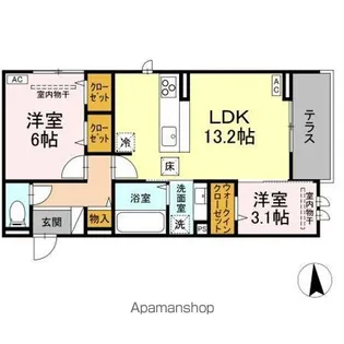 DーROOM住吉 メゾン・ド・シャノワール【1階】の間取り