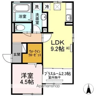 ラフィネ東深津 B棟【1階】の間取り