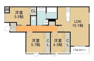GRAND STEADY 桜の町【1階】の間取り