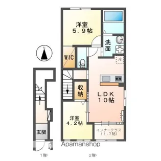 ブランシュフルールK2【2階】の間取り