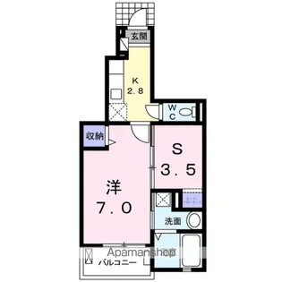 ベルソレイユ壱番館【102号室】の間取り