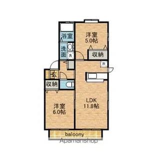 フォンテーヌA【2階】の間取り