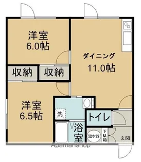 北海道網走市海岸町【アパート】の間取り