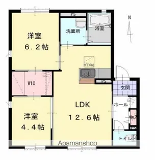 ヴィラ サニーサイドB棟【1階】の間取り