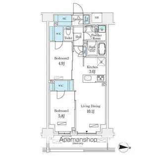 フロンティアレジデンス錦糸公園【2階】の間取り
