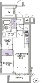 イプセ初台【-1階】の間取り