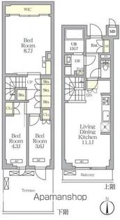 アジールコート都立大学【1階】の間取り