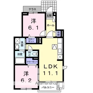 ヴェーク フルス B【1階】の間取り