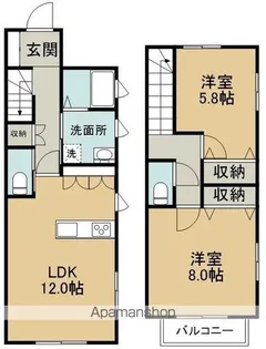 福島県相馬市中野字堂ノ前【テラスハウス】の間取り
