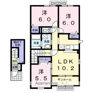 ドゥ・ファミーユB【2階】の間取り