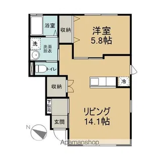 コーポオーロラB【102号室】の間取り