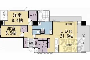 グランドヒルズ岡崎神宮道【402号室】の間取り