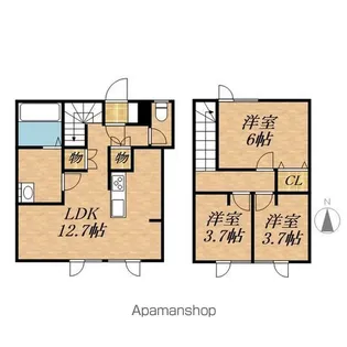 北海道帯広市白樺十六条西9丁目【テラスハウス】の間取り