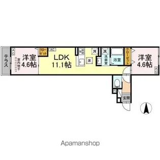 セレスティア南花畑III【1階】の間取り