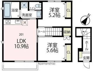 シー ウィンド 鵠沼【2階】の間取り