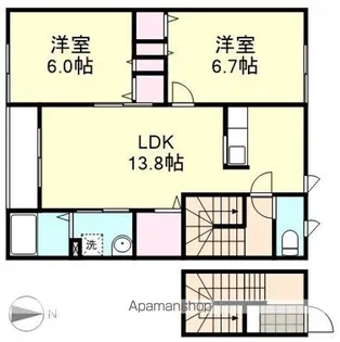 ウエスト・ベルジュ C【2階】の間取り
