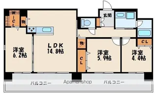 LEXUS GARDEN 箱崎タワーズEAST【1403号室】の間取り