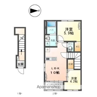 ドゥ シェルポン【2階】の間取り