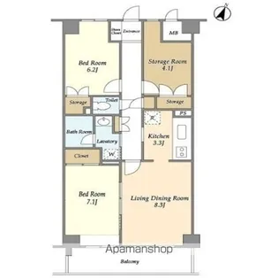 グランフォンテ【702号室】の間取り