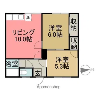 中央マンション【1-2号室】の間取り