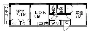 コーポ多津【2階】の間取り