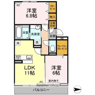カーサ デルソーレ【3階】の間取り