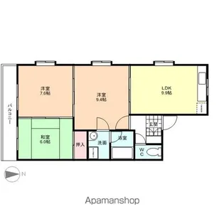 アベニュー布瀬【3-H号室】の間取り