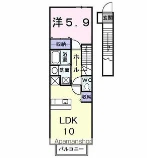 シャン・ド・フルール A【2階】の間取り