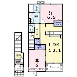 プラシード・ユダⅡ【2階】の間取り