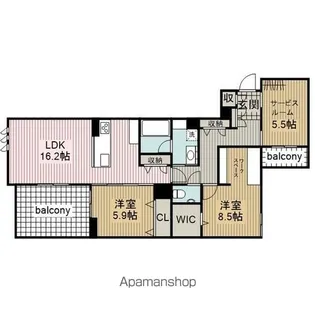 HIGH LINE PARK A棟【2階】の間取り