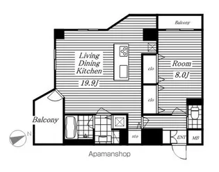 1LDKの間取り画像