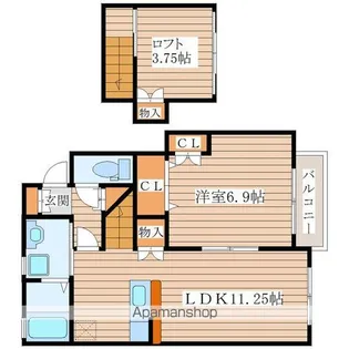 宮城県仙台市青葉区下愛子字観音【アパート】の間取り