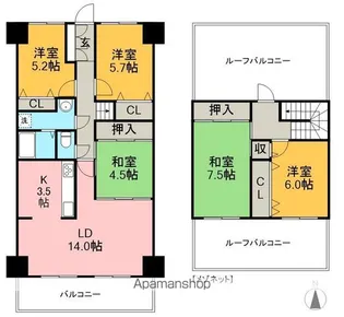 サーパスシティ高知Ⅱ【14階】の間取り