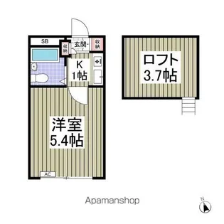サンライズB棟【1階】の間取り